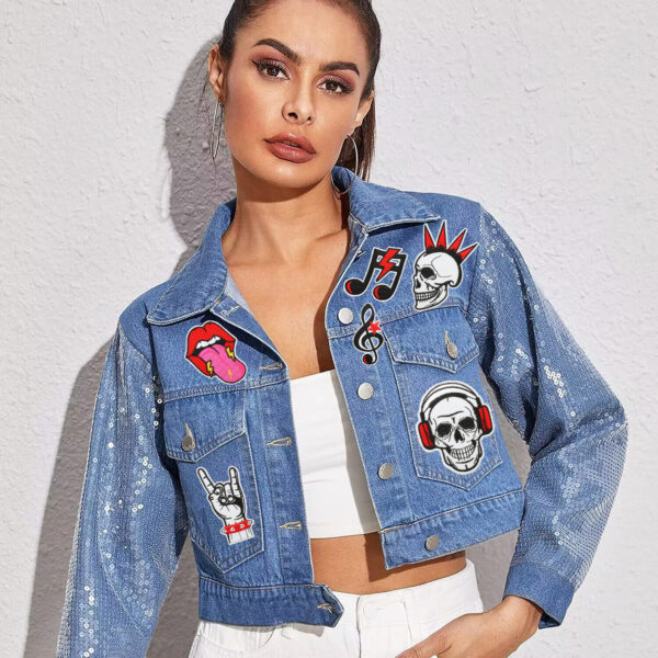 oly-08ba4840fbdbcc933c9d52f3e23cb3f0 Wholesale Xiao Tian Music Skull Embroidered Cloth Sticker et Clothes Decoration Guitar Notes Patch Sticker Mouth Embroidered Zhang Zi