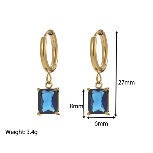 Wholesale PVD Coated 18K Gold Real Gold Plated Round Square 304 Stainless Steel Retro Waterproof Non Tarnish Drop Earrings