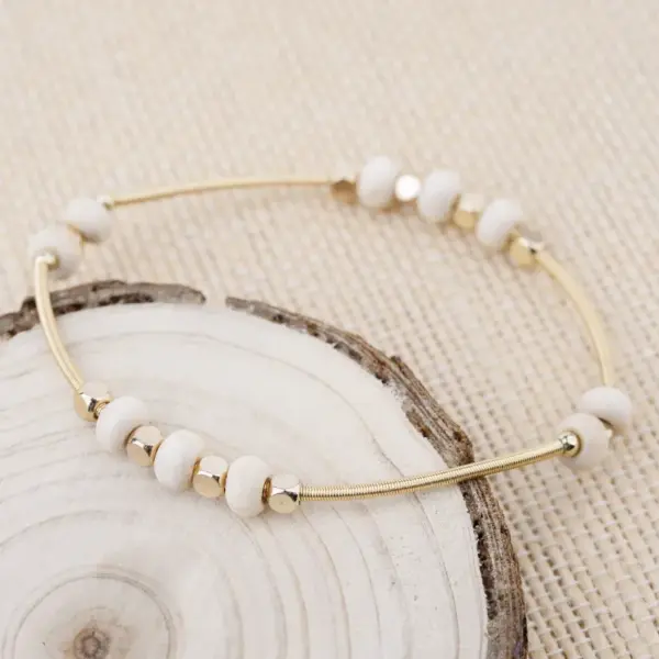 Geometric Beaded Steel Fashion Bangle