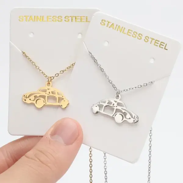 Wholesale PVD Coated 18K Gold Real Gold Plated Car 201 Stainless Steel Casual Simple Style Waterproof Non Tarnish 201 Stainless Steel Pendant Necklace