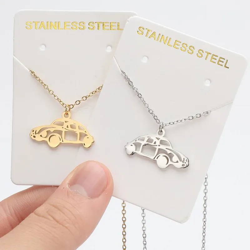 Wholesale PVD Coated 18K Gold Real Gold Plated Car 201 Stainless Steel Casual Simple Style Waterproof Non Tarnish 201 Stainless Steel Pendant Necklace