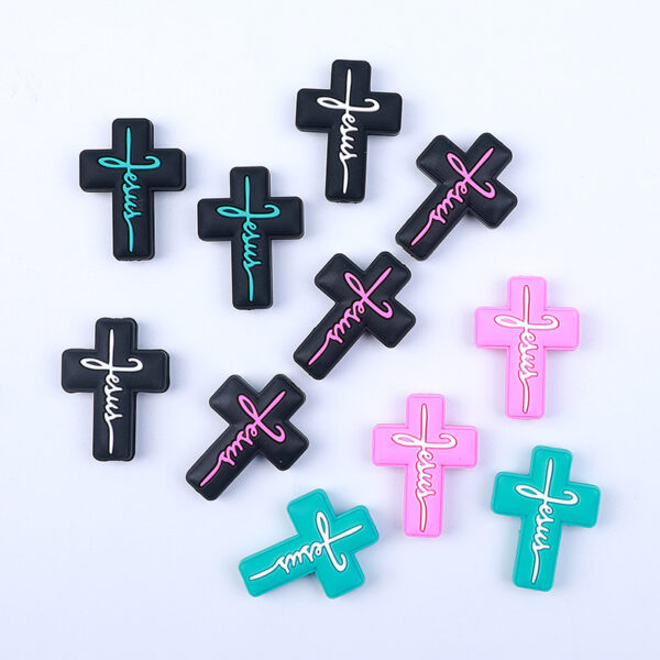 Wholesale Factory in stock cross silicone beads religious series jewelry loose beads Children DIY beaded pen Accessories