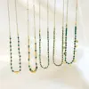 Wholesale Retro Geometric 304 Stainless Steel Malachite Necklace In Bulk