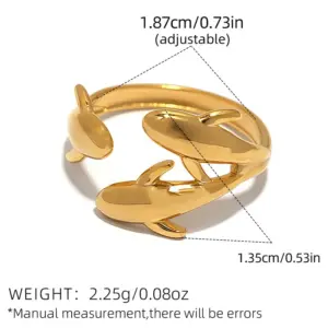 Gold / adjustable / 1 Piece Dolphin Ring