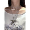 Wholesale New American Style Retro Spice Starfish Pendant Necklace Long Big Star Jewelry Heavy Industry