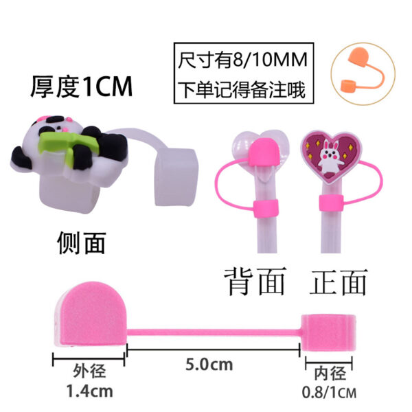 Wholesale Random 10pcs 8/10MM cute panda dust plug DIY cup straw accessories