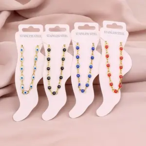 Wholesale 1 Piece Modern Style Eye 304 Stainless Steel Waterproof Non Tarnish Water Plating 18K Gold Plated Real Gold Plated Women's Anklet