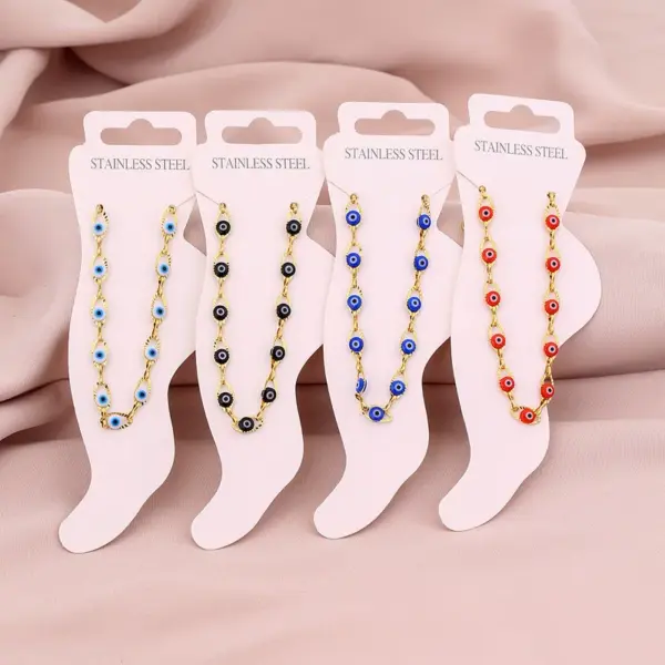 Wholesale 1 Piece Modern Style Eye 304 Stainless Steel Waterproof Non Tarnish Water Plating 18K Gold Plated Real Gold Plated Women's Anklet