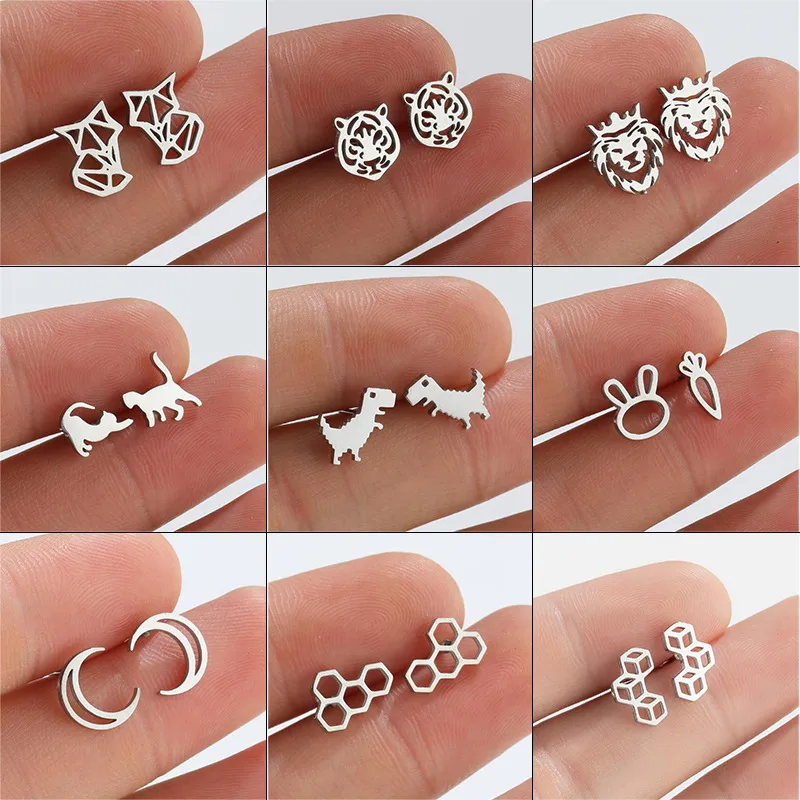 Wholesale PVD Coated 18K Gold Real Gold Plated Animal 304 Stainless Steel Simple Style Waterproof Non Tarnish Ear Studs