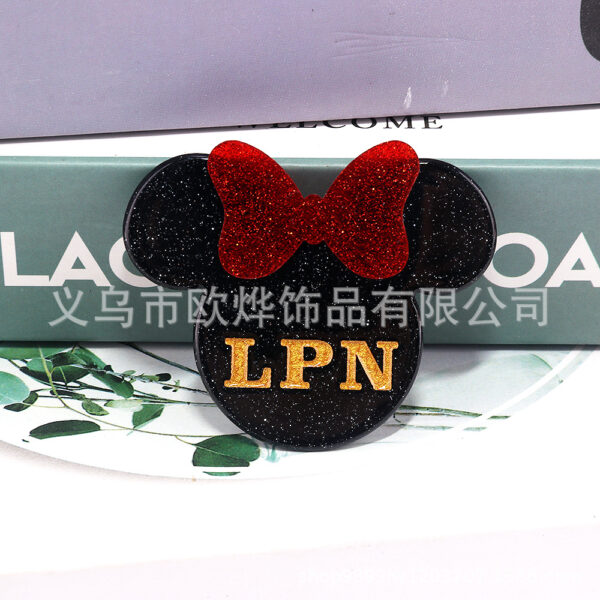 Wholesale New Loose Powder Cartoon Mickey Head Bow Bag Accessories Acrylic Pin Cute DIY Patch Accessories
