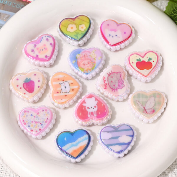 Wholesale Cartoon landscape double-sided printed heart vertical beaded