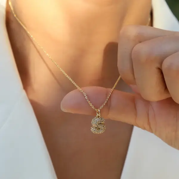 Wholesale Brass Cable Chain Plating English Letters Letter Pendant Necklace