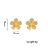 1 Piece Elegant Cute Streetwear Four Leaf Clover Bear Floral Asymmetrical Copper Zircon 18K Gold Plated Ear Studs