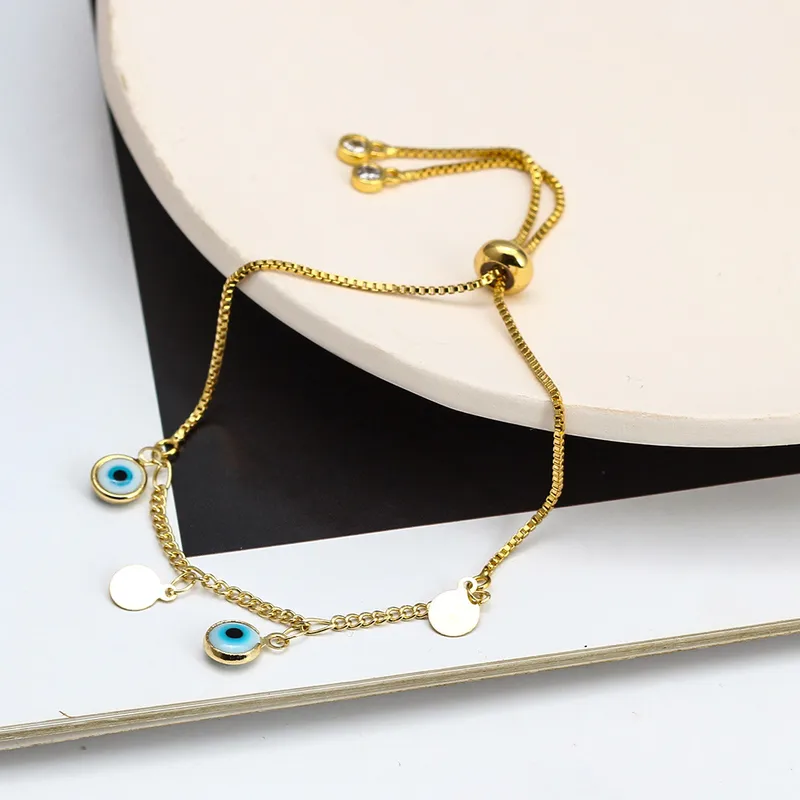 Wholesale Fashion Geometric Devil's Eye Heart Shape Copper Artificial Pearls Bracelets