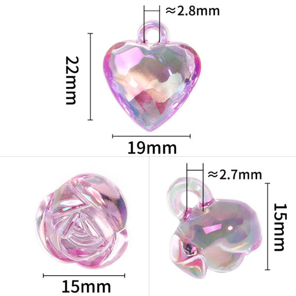 oly-08d5798308545e146b8d81b218cb7502 Wholesale Peach Heart Hanging Hole Beaded Acrylic Pendant DIY Phone Chain Necklace