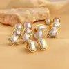 Wholesale PVD Coated Real Gold Plated 18K Gold Water Droplets Flower Shell 304 Stainless Steel IG Style Simple Style Waterproof Non Tarnish Ear Studs