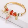 Wholesale Fashion Butterfly Titanium Steel Stripe Enamel Metal Zircon Bangle 1 Piece
