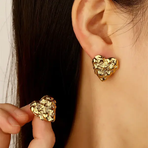 Wholesale 1 Pair Elegant French Style Commute Star Heart Shape 304 Stainless Steel Imitation Gold Electroplating Ear Studs