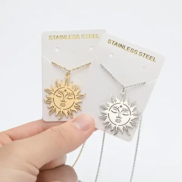 Wholesale Jewelry Retro Sun 201 Stainless Steel 18K Gold Plated Plating Stainless Steel Necklaces