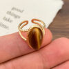 Wholesale Cross-border personality tiger eye stone opening ring female personality niche high-end retro turquoise finger ring