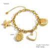 Wholesale PVD Coated Real Gold Plated Starfish Conch Heart Shape 304 Stainless Steel Marine Style IG Waterproof Non Tarnish Bracelets