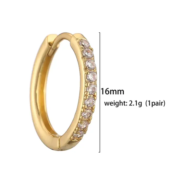 Wholesale 1 Pair Casual Simple Style Classic Style Round Plating Inlay Copper Zircon 18k Gold Plated Hoop Earrings
