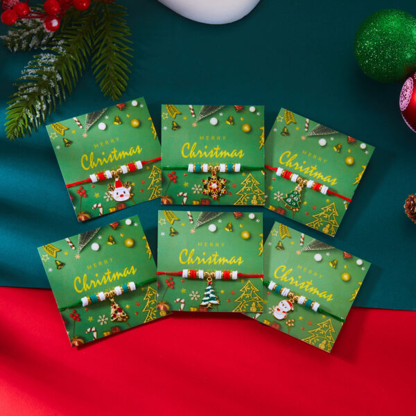 Wholesale New cross-border Christmas colorful woven Santa Claus and reindeer gloves, polymer clay card bracelets, in stock and available for wholesale.