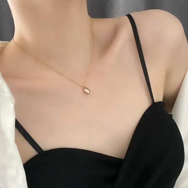 Wholesale Vacuum Plating Real Gold Plated 18K Gold Gold Plating Water Droplets 304 Stainless Steel Elegant Waterproof Non Tarnish Titanium Steel Necklace