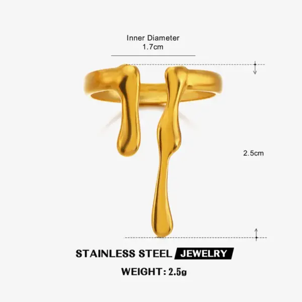 Wholesale Ion Plating (IP) 18K Gold Plated Irregular Lines 304 Stainless Steel Casual Rock Simple Style Waterproof Non Tarnish Open Rings