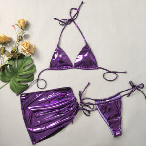 230914 Purple glossy three-piece set / L