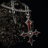 Wholesale Amazon Cross-Border Blood Red Gothic Inverted Cross Pendant Necklace Jewelry European and American Punk Style Cross Ornaments