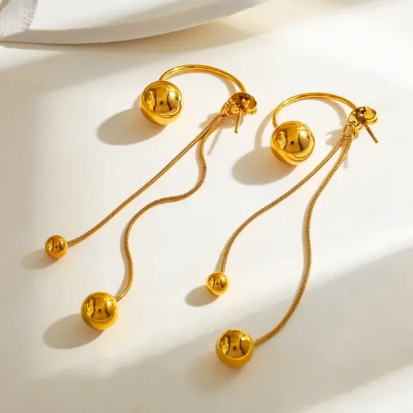Wholesale PVD Coated Real Gold Plated Round 304 Stainless Steel Modern Style Simple Style Waterproof Non Tarnish Earrings