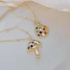 Wholesale Jewelry Cute IG Style Ladybugs Mushroom Copper Zircon 18K Gold Plated Plating Inlay Pendant Necklace