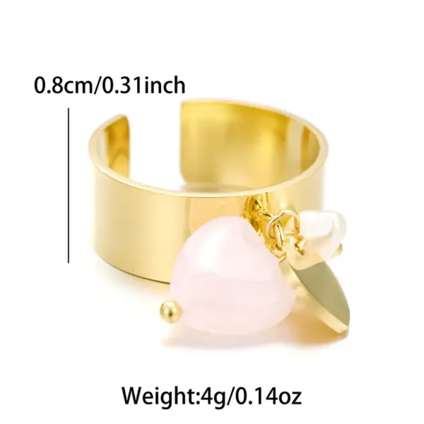 Wholesale Jewelry Sweet Artistic Round 304 Stainless Steel Freshwater Pearl Plating Inlay Open Rings