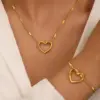 Wholesale Ion Plating (IP) 18K Gold Plated Heart Shape 304 Stainless Steel Elegant Waterproof Non Tarnish 304 Stainless Steel Pendant Necklace