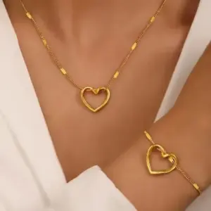 Wholesale Ion Plating (IP) 18K Gold Plated Heart Shape 304 Stainless Steel Elegant Waterproof Non Tarnish 304 Stainless Steel Pendant Necklace