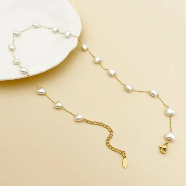 Wholesale Jewelry Simple Style Heart Shape 304 Stainless Steel Shell 14K Gold Plated Chain Stainless Steel Necklaces