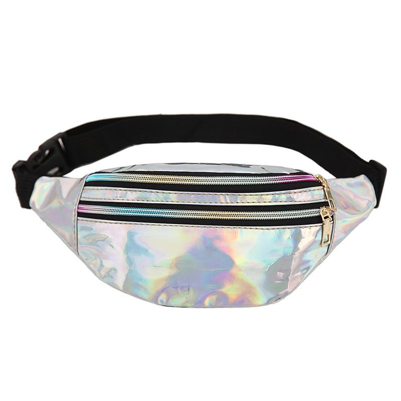 Wholesale New Cross-border Women's Fashion Laser Waist Bag Outdoor Srts PU Chest Bag Customized Multifunctional Shoulder Bag Sequin Bag