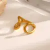 Wholesale Ion Plating (IP) 18K Gold Plated Solid Color 304 Stainless Steel Simple Style Classic Style Waterproof Non Tarnish Open Rings