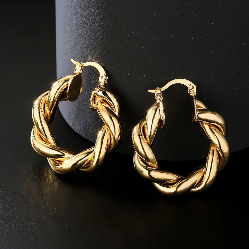 Wholesale Fashion Retro Geometric Copper-plated Real Gold Earrings
