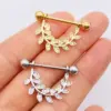 Wholesale Fashion Leaf Star Wings Stainless Steel Inlaid Zircon Nipple Ring 1 Piece