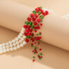Wholesale Christmas Retro Gothic Tassel Round Bead Multi-layer Necklace