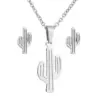 Wholesale PVD Coated 18K Gold Real Gold Plated Cactus 201 Stainless Steel Fashion Waterproof Non Tarnish Jewelry Set