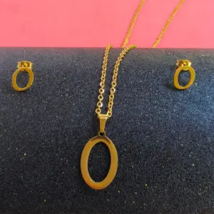 Wholesale Fashion Letter Titanium Steel Gold Plated Earrings Necklace