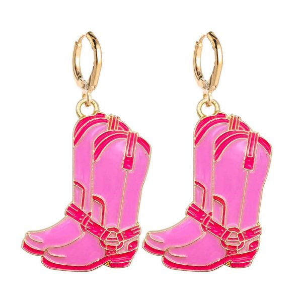 Wholesale Europe and the United States cross-border retro cow head earrings fashion pink hat cowboy boots alloy oil drop pendant earrings jewelry