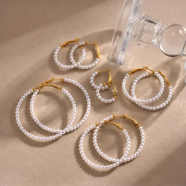 Wholesale PVD Coated Geometric 303 Stainless Steel Simple Style Waterproof Non Tarnish 304 Stainless Steel Hoop Earrings