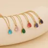 Wholesale PVD Coated 18K Gold Real Gold Plated Water Droplets 304 Stainless Steel Simple Style Commute Waterproof Non Tarnish 304 Stainless Steel Pendant Necklace
