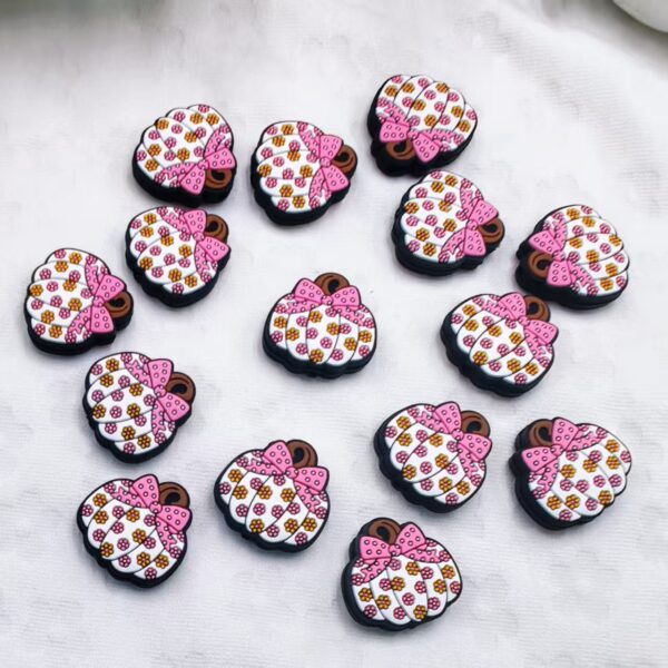 Wholesale 10pcs/pack Small floral pumpkin silicone beads DIY silicone beads