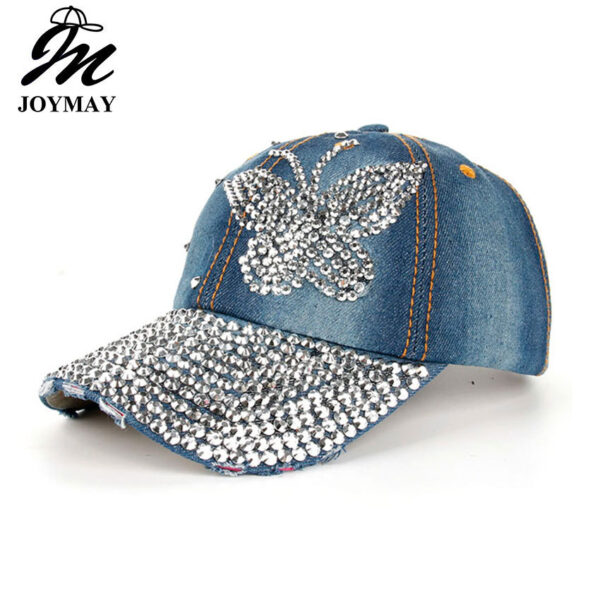 Wholesale AliExpress/eBay/Dunhuang/Taobao Source printed butterfly full Eaves point drill denim baseball cap B216