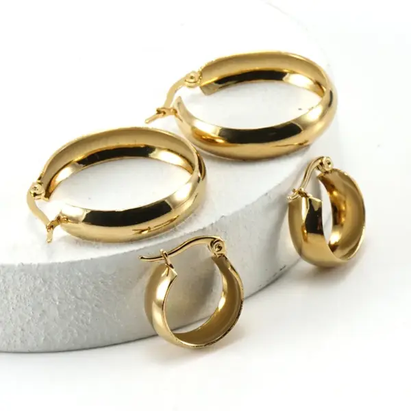 1 Pair Fashion Round Plating 304 Stainless Steel 18K Gold Plated Stainless Steel Earrings